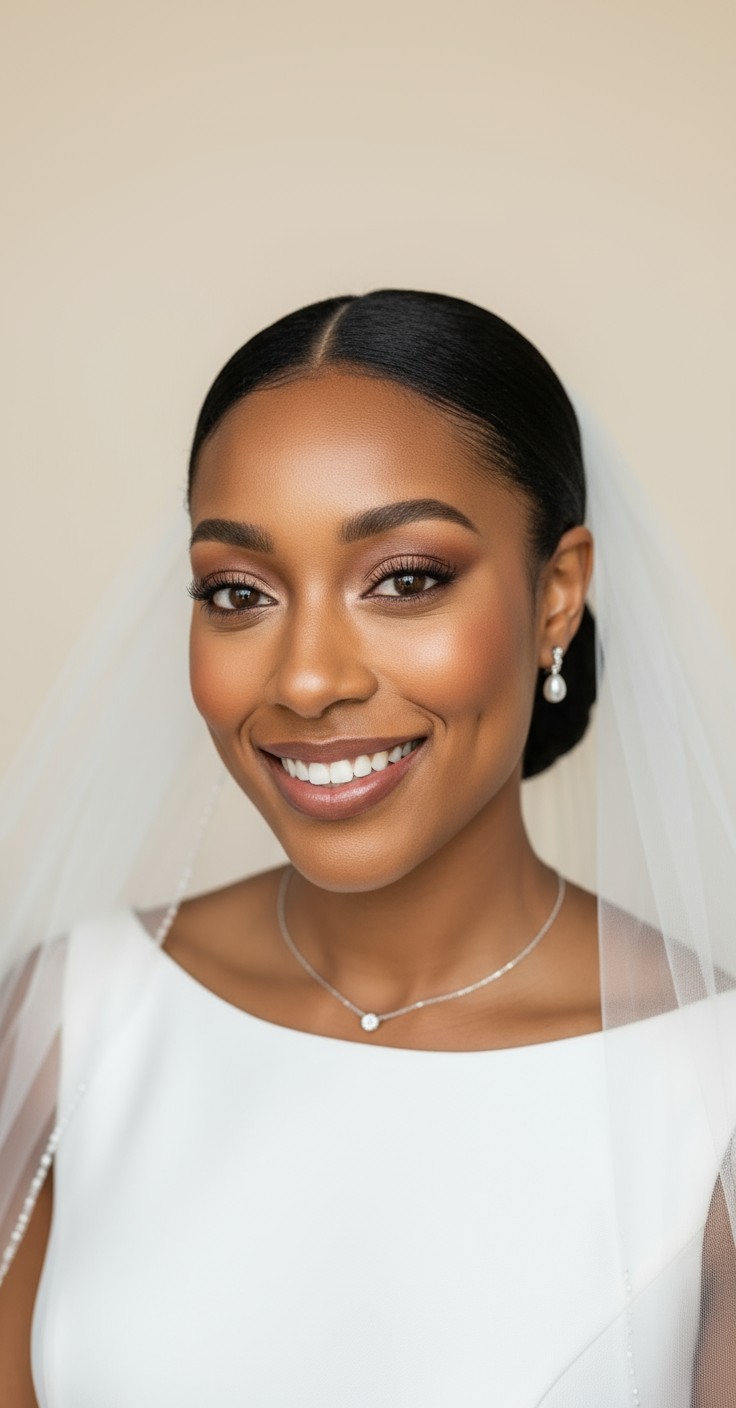 After Low Bun Wedding Hair With Veil